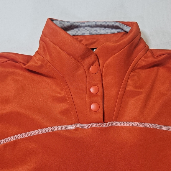 Adidas Sport Pullover Womens Medium 1/4 Button Orange White Performance Sweater - Picture 10 of 13